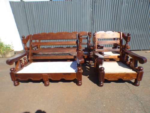 A stunning and well made solid Imbuia lounge suite incl. 3-seater, 2-seater & 2x 1-seaters RS17Sale
