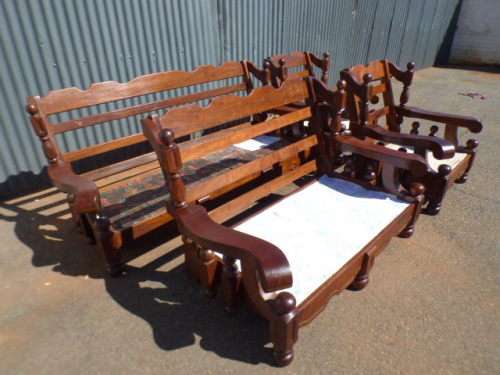 A stunning and well made solid Imbuia lounge suite incl. 3-seater, 2-seater & 2x 1-seaters RS17Sale