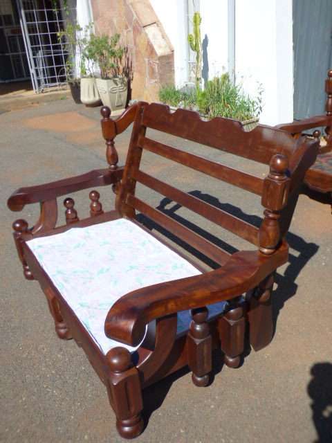 A stunning and well made solid Imbuia lounge suite incl. 3-seater, 2-seater & 2x 1-seaters RS17Sale