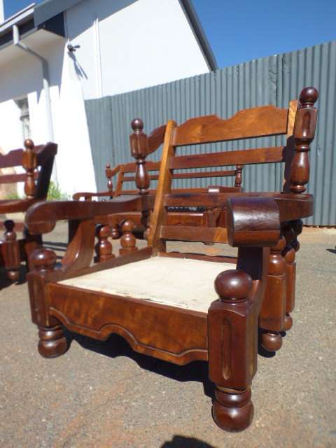A stunning and well made solid Imbuia lounge suite incl. 3-seater, 2-seater & 2x 1-seaters RS17Sale