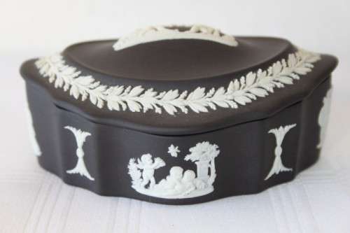 A rare and collectable "Black" original English made "Wedgwood" Jasperware trinket bowl