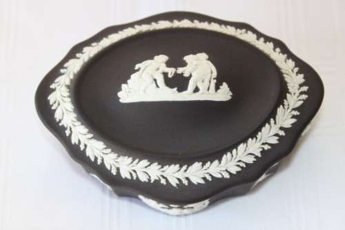 A rare and collectable "Black" original English made "Wedgwood" Jasperware trinket bowl
