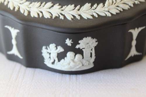 A rare and collectable "Black" original English made "Wedgwood" Jasperware trinket bowl