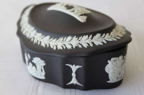 A rare and collectable "Black" original English made "Wedgwood" Jasperware trinket bowl