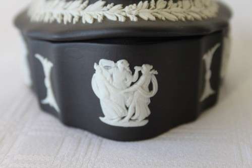 A rare and collectable "Black" original English made "Wedgwood" Jasperware trinket bowl