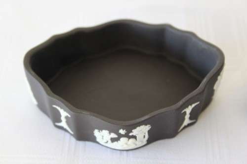 A rare and collectable "Black" original English made "Wedgwood" Jasperware trinket bowl
