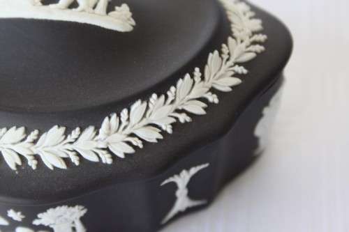 A rare and collectable "Black" original English made "Wedgwood" Jasperware trinket bowl