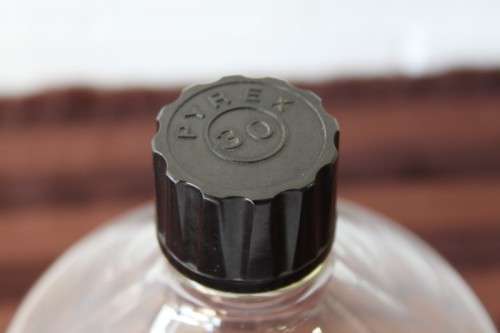 A vintage Duran 2000ml laboratory bottle made for maximum chemical and thermal shock resistance