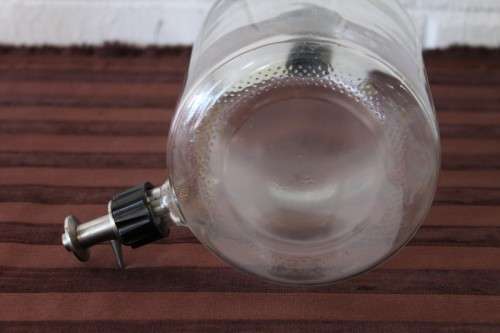 A vintage Duran 2000ml laboratory bottle made for maximum chemical and thermal shock resistance