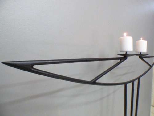 **RS17** A stunning pair of tall wrought iron 2-candle candle stands in awesome condition