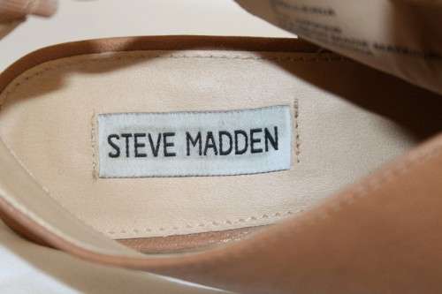 A beautiful pair of Steve Madden "Gabby"chunky-heel slingback platform shoes in Cognac colour
