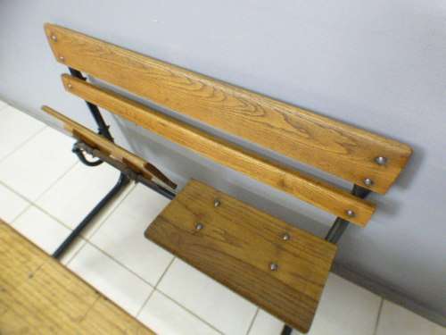 An awesome vintage/ antique? solid teak two seater school desk in wonderful condition.