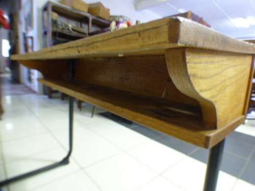 An awesome vintage/ antique? solid teak two seater school desk in wonderful condition.