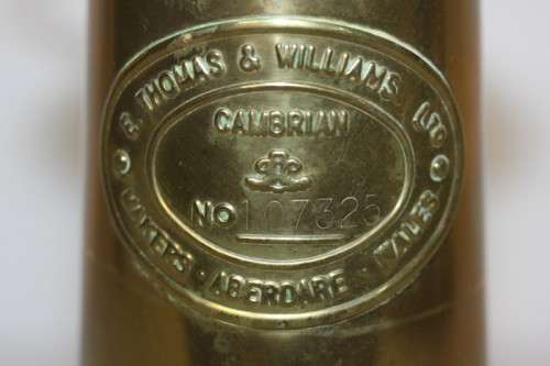 An incredible antique "E. Thomas & Williams" brass Cambrian miners lantern
