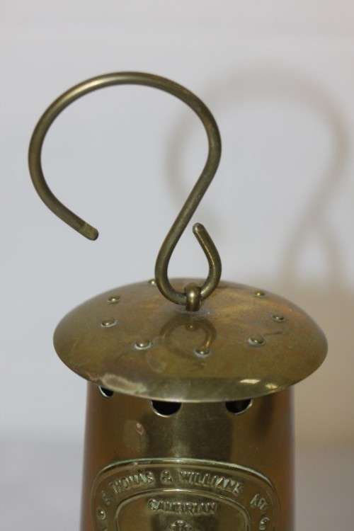 An incredible antique "E. Thomas & Williams" brass Cambrian miners lantern