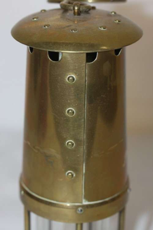 An incredible antique "E. Thomas & Williams" brass Cambrian miners lantern
