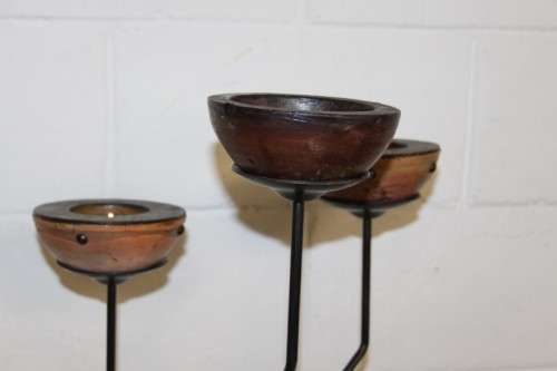 A stunning tall wrought iron 3-candle floor standing candle stand/ holder in excellent condition