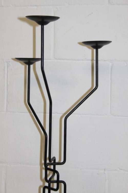 A stunning tall wrought iron 3-candle floor standing candle stand/ holder in excellent condition