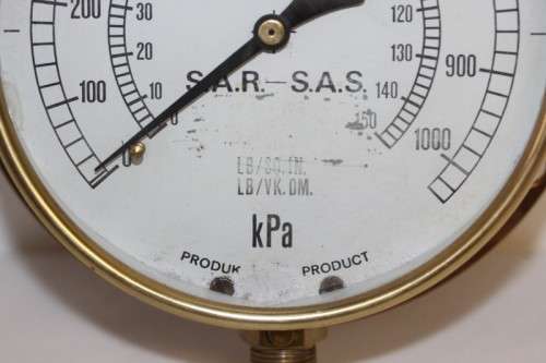 An amazing vintage "Ferris" South African Railways solid brass pressure gauge