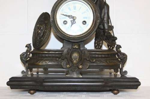 A spectacular large (64.5cm) Demetre Chiparus bronze "Goddess Britannia" revival mantle clock RS17CL