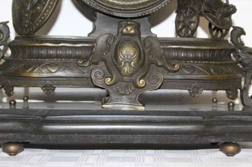 A spectacular large (64.5cm) Demetre Chiparus bronze "Goddess Britannia" revival mantle clock RS17CL