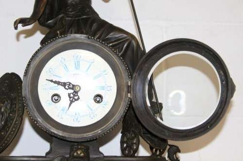 A spectacular large (64.5cm) Demetre Chiparus bronze "Goddess Britannia" revival mantle clock RS17CL