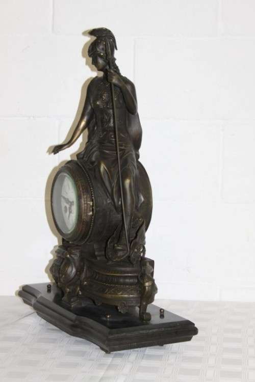 A spectacular large (64.5cm) Demetre Chiparus bronze "Goddess Britannia" revival mantle clock RS17CL