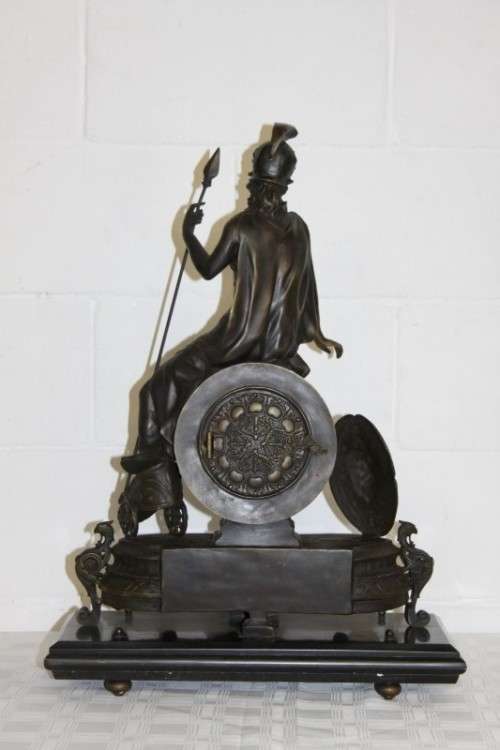 A spectacular large (64.5cm) Demetre Chiparus bronze "Goddess Britannia" revival mantle clock RS17CL