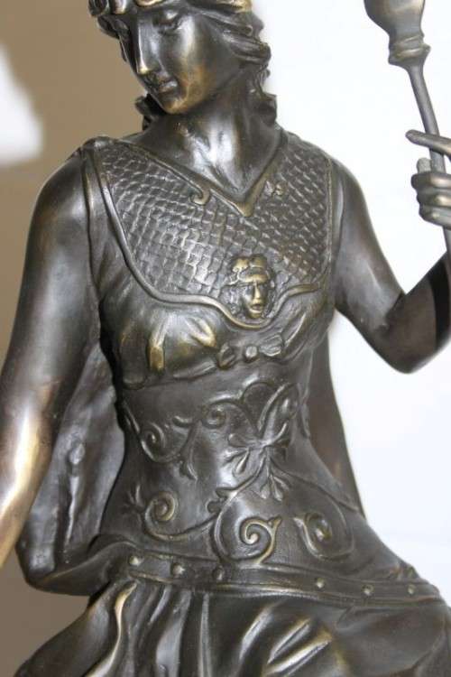 A spectacular large (64.5cm) Demetre Chiparus bronze "Goddess Britannia" revival mantle clock RS17CL