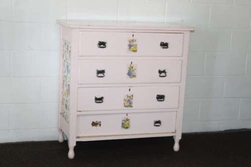 Awesome antique four-drawer chest of drawers with period handles - perfect project - RS17Sale