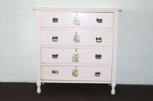 Awesome antique four-drawer chest of drawers with period handles - perfect project - RS17Sale