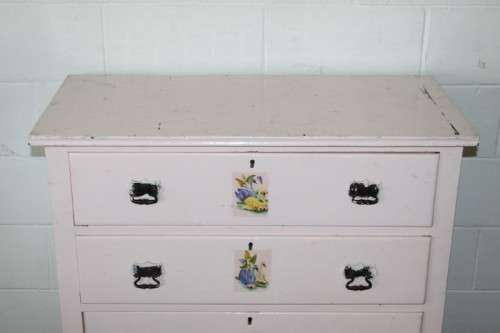 Awesome antique four-drawer chest of drawers with period handles - perfect project - RS17Sale