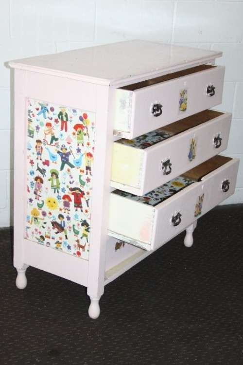 Awesome antique four-drawer chest of drawers with period handles - perfect project - RS17Sale