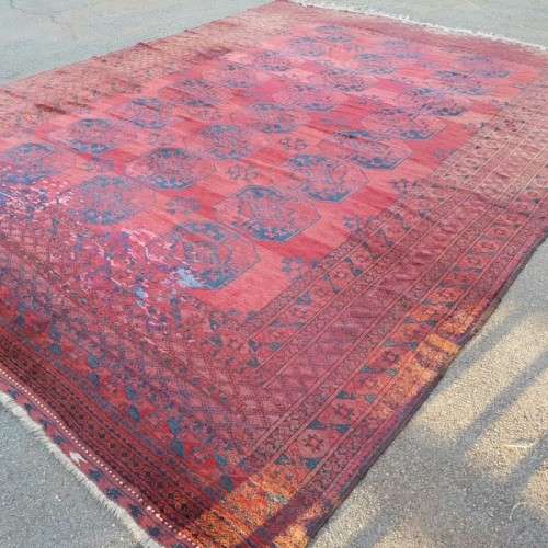 Superb HUGE antique Persian "Afghan" carpet (4.8m x 3.5m) with traditional Bokhara pattern & colours