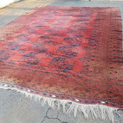 Superb HUGE antique Persian "Afghan" carpet (4.8m x 3.5m) with traditional Bokhara pattern & colours