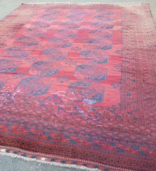 Superb HUGE antique Persian "Afghan" carpet (4.8m x 3.5m) with traditional Bokhara pattern & colours