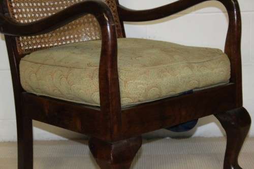 An amazing vintage solid Imbuia "Wicker Back" ball & claw occasional chair