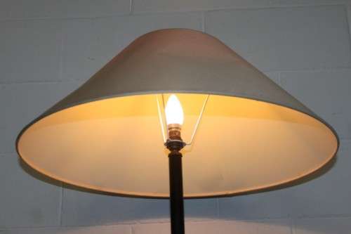 A truly stunning vintage copper floor lamp with a large shade in beautiful condition