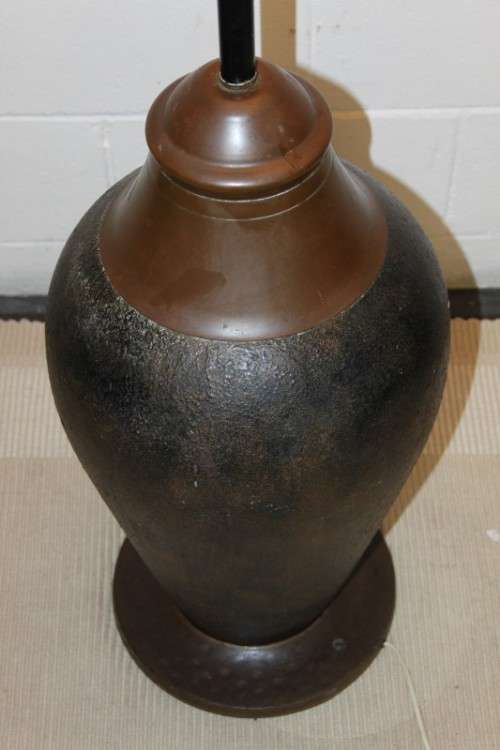 A truly stunning vintage copper floor lamp with a large shade in beautiful condition