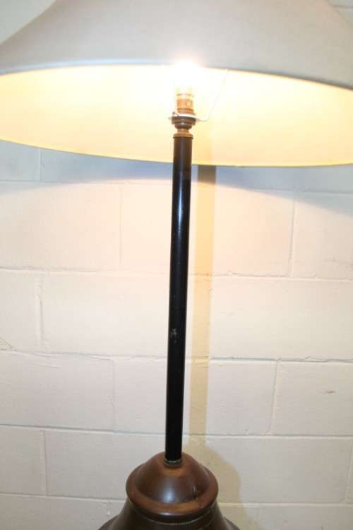 A truly stunning vintage copper floor lamp with a large shade in beautiful condition