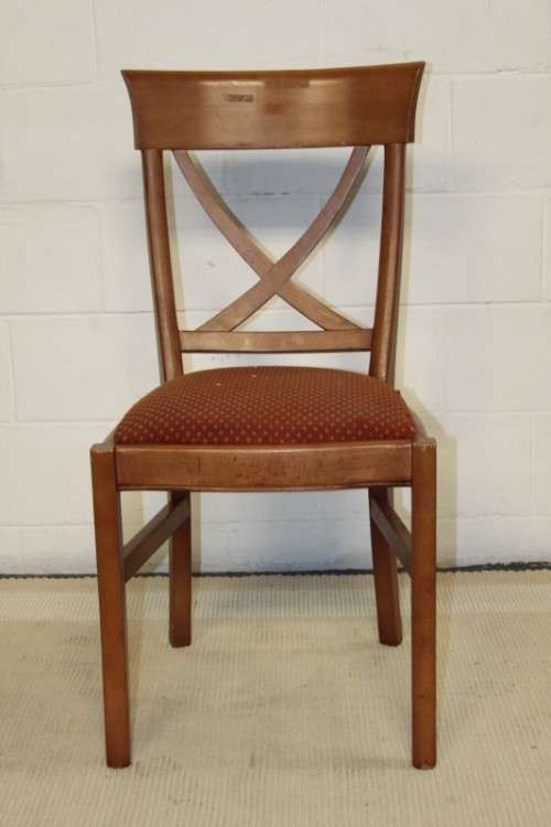 A lovely and sturdy solid cherry wood occasional chair with an upholstered seat