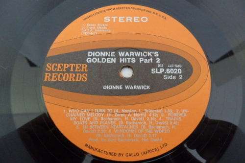 A lovely "Dionne Warwick's Golden Hits" (1970) vinyl in great condition