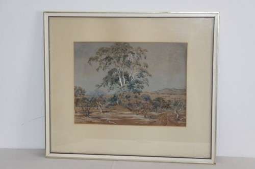 A superb original framed Erich Mayer (1876 to 1960) landscape watercolour painting titled "Bosveld"