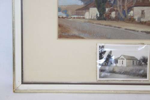 A beautiful original framed Erich Mayer (1876 to 1960) landscape watercolour painting titled "Huise"