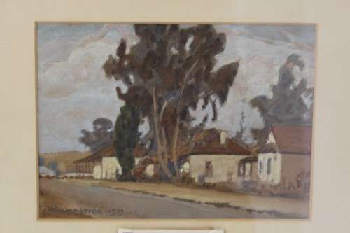 A beautiful original framed Erich Mayer (1876 to 1960) landscape watercolour painting titled "Huise"