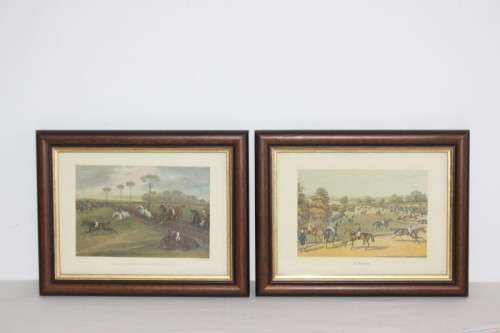 Two wonderful framed "British Hunting Scene" etching prints in excellent condition