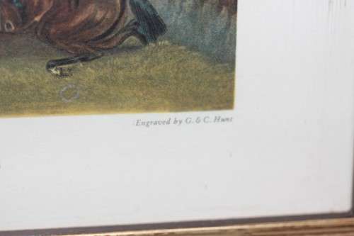 Two wonderful framed "British Hunting Scene" etching prints in excellent condition