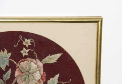 **RS17** A set of three exquisitely framed vintage embroidery floral panels in amazing condition