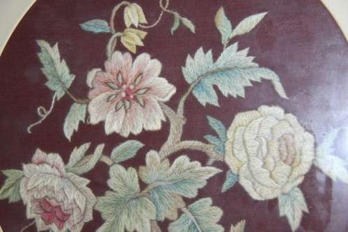 **RS17** A set of three exquisitely framed vintage embroidery floral panels in amazing condition