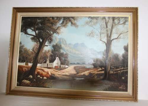 An exquisitely painted large original framed oil on board "Cape" landscape painting by "JP Wise"